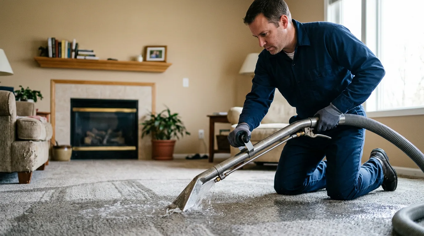 Water damage restoration technician working near Mount Arlington, NJ